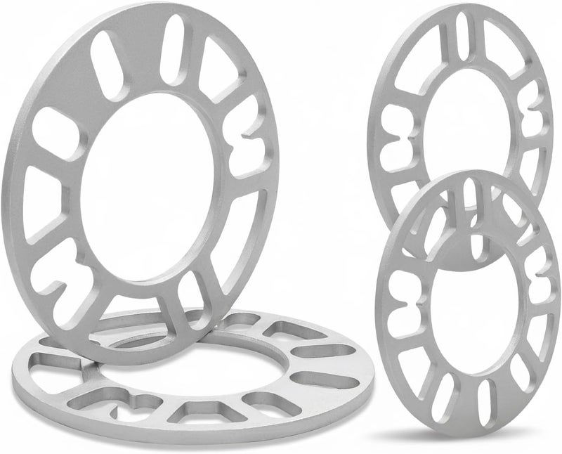 LUJIANI Store 4 Pack Universal Wheel Spacers, 0.24"(6mm) Die Cast Replacement Aluminum Spacer for 4 & 5 Lugs Wheels/Rims, Fits 98 to 120mm Multiple Bolts Pattern, 4x100, 4x108, 4x110, 5x114.3, 5x4.5, 5x120 - Image 1